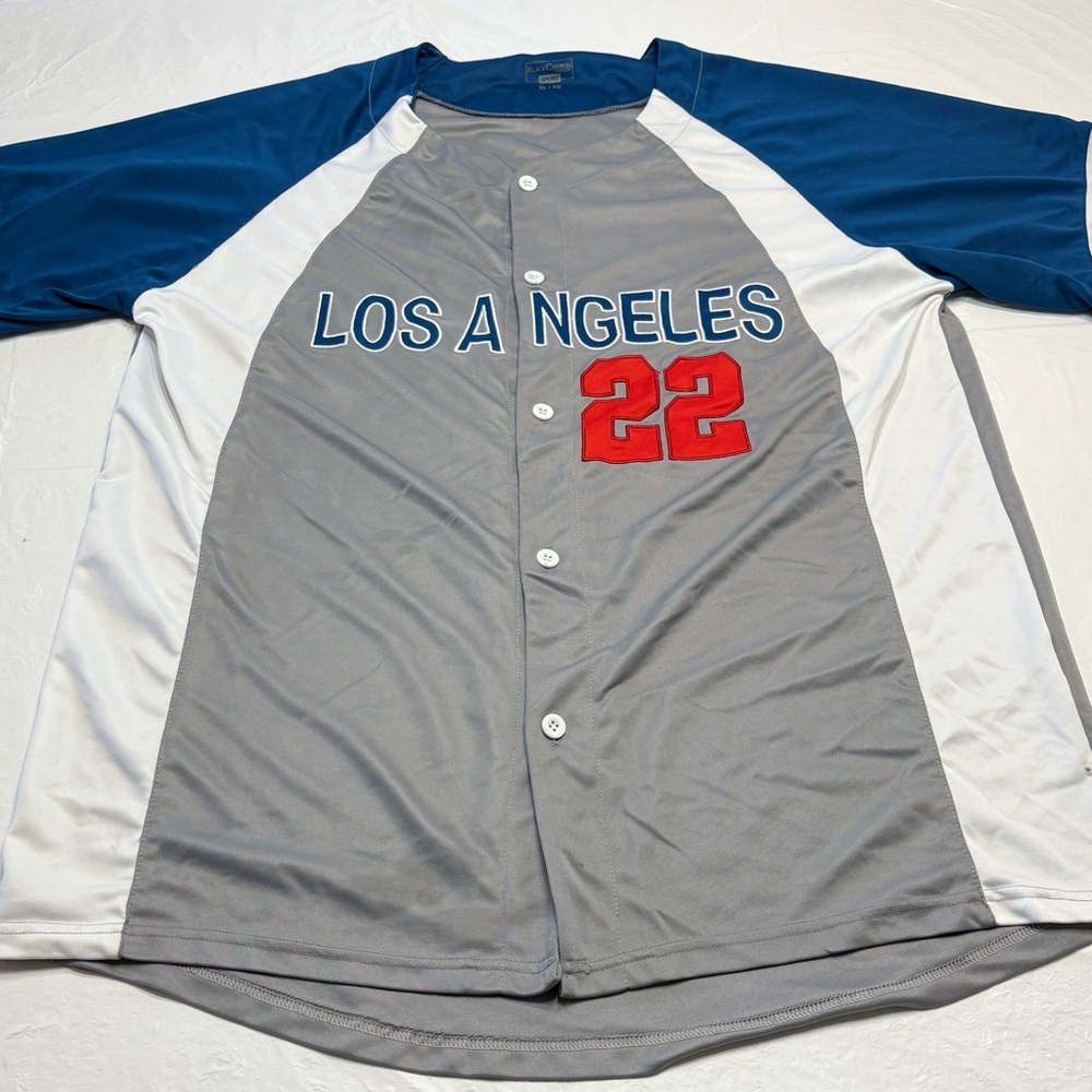 Kershaw #22 Los Angeles Dodgers Gray Jersey Mens XL Black Canyon Stained